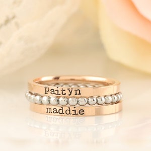 Skinny Stackable Ring / Personalized Rings / Mothers Rings / Hand Stamped Ring / Stacking Ring / Name Ring / Engraved Rings