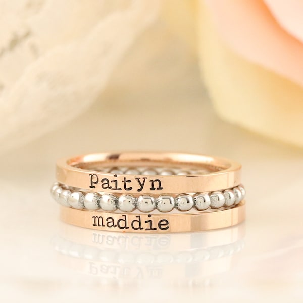 Stackable Name Rings - Etsy