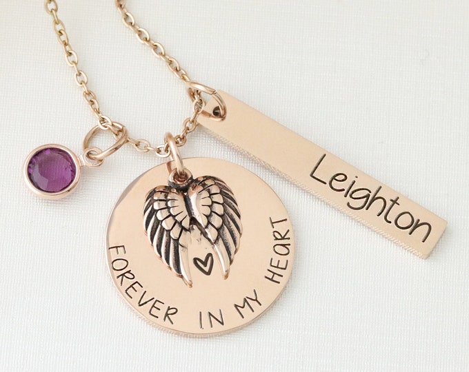 Custom Engraved Forever in My Heart Personalized Memorial Necklace - Custom Memorial Necklace - Memorial Keepsake Jewelry