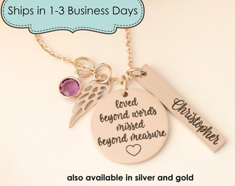 Loved Beyond Words Missed Beyond Measure Necklace - Personalized Memorial Necklace - Custom Memorial Gift - Personalized Memorial Jewelry