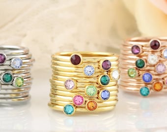 Stackable Birthstone Ring /Mothers Ring / Birthstone Stacking Ring / Dainty Birthstone Ring / Family Jewelry / Mothers Ring / Gift for Her