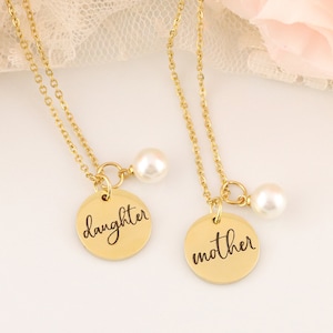 Mother Daughter Necklace Set - Mother & Daughter Necklaces - Mother Daughter Jewelry - Gift for Mother and Daughter - Gold Mother Necklace