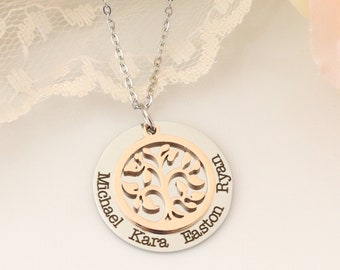 Family Tree Necklace / Personalized Family Necklace / Grandma Necklace / Mothers Jewelry / Grandmother Gift / Mothers Day Jewelry