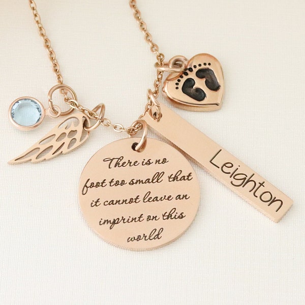 There is no foot too small necklace / Miscarriage Memorial Necklace / Angel Mommy Gift - Loss of children memorial - Loss of Pregnancy Gift