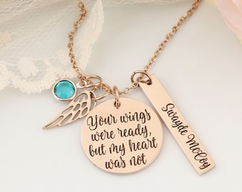 Your Wings Were Ready, But My Heart Was Not Memorial / Loss of Spouse Gift / Condolences Jewelry / Sympathy Gift / Heart Urn Necklace