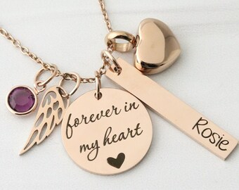 Forever in My Heart Memorial Necklace | Custom Memorial Necklace | Memorial Keepsake Jewelry | Personalized Memorial Urn for Ashes