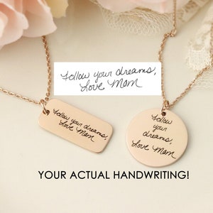 Handwriting Keepsake Necklace - Actual Handwriting Necklace - Custom Handwriting Jewelry - Handwriting Heart Necklace - Handwriting Keepsake