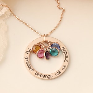 Collar "Mis Grandes Bendiciones" - "Mis Grandes Bendiciones" ¡Llámame Abuela! Collar de abuela. Regalo personalizado para abuela - Joyería para abuelas.