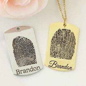 Actual Fingerprint Dogtag Necklace | Fingerprint Keepsake Necklace | Fingerprint Memorial | Fingerprint Keepsake Jewelry | Fingerprint Gift