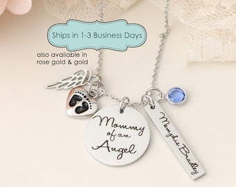 Mommy of an Angel Necklace - Miscarriage Memorial Necklace - Loss of Child Necklace - Sympathy Gift for Child Loss - Stillbirth Memorial