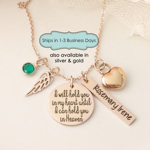 I will hold you in my Heart Until I can Hold you in Heaven Urn Memorial Necklace - Cremation Urn Jewelry - Personalized Urn Necklace