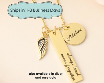 Always Loved Never Forgotten Personalized Memorial Necklace - Custom Memorial Necklace - Memorial Keepsake Jewelry - Personalized Memorial