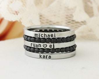 Skinny Stackable Ring / Skinny Personalized Rings / Mothers Rings / Hand Stamped Ring / Stacking Ring / Name Ring / Engraved Rings
