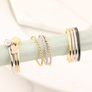 Stackable Spacer Rings / Braided Wire Ring / Thin Band Ring / Heart Ring / Stacking Ring / Name Ring / Engraved Rings