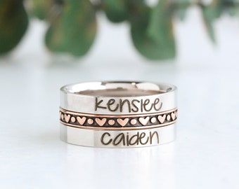 Personalized Ring - Engraved Stackable Ring - Mothers Rings - Ring with Name Personalized rings - Stacking Ring - Name Ring - Engraved Rings