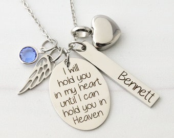 Hold you in my heart Necklace | Personalized Memorial Necklace | Loss of Loved One Gift | Bereavement Gift | Loss of Spouse Memorial Jewelry