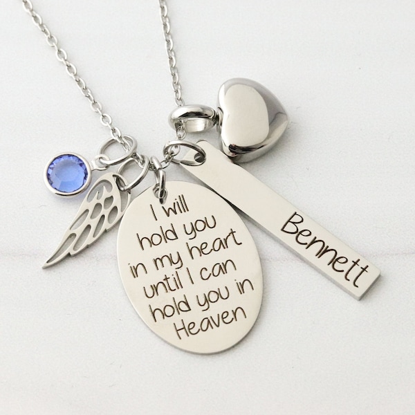 Hold you in my heart Necklace | Personalized Memorial Necklace | Loss of Loved One Gift | Bereavement Gift | Loss of Spouse Memorial Jewelry