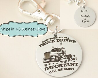 Trucker Dad Keychain - Gift for Truck Driver - OTR Trucker Daddy Keychain - Gift for Truck Driver Dad - Daddy Keychain - Semi Truck Driver