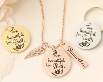 Too Beautiful For Earth Necklace - Miscarriage memorial necklace - Baby Memorial Necklace - Gift for Memorial - Sympathy Gift