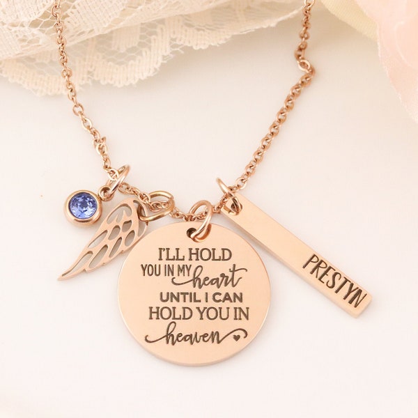 I'll hold you in my heart until I can hold you in Heaven Necklace / Personalized Memorial Necklace / Gift for Loss of Spouse