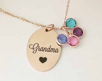 Personalized Grandma Necklace with Birthstones  - Gift for Grandma -  Grandmas necklace! Personalized grandma gift - Grandmother Jewelry