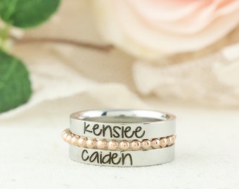 Engraved Stackable Ring - Personalized Ring - Mothers Rings - Ring with Name Personalized rings - Stacking Ring - Name Ring - Engraved Rings