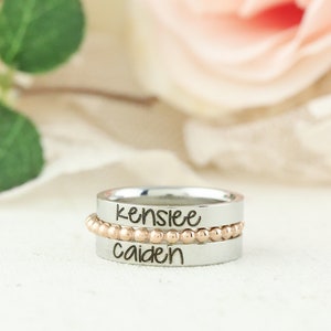 Engraved Stackable Ring - Personalized Ring - Mothers Rings - Ring with Name Personalized rings - Stacking Ring - Name Ring - Engraved Rings