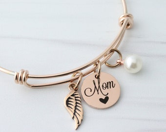 Mom Memorial Bangle | Custom Memorial Jewelry | Custom Memorial Necklace | Loss of Loved One Gift | Loss of Spouse Memorial Jewelry