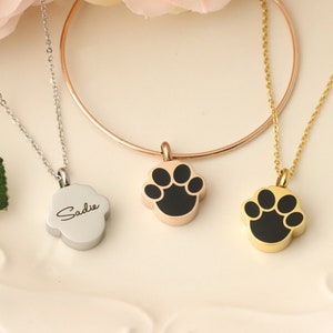 Paw Print Urn Necklace - Pet Urn Necklace - Pet Memorial Urn Necklace - Urn Bangle - Rose Gold Pet Urn Necklace - Paw Print Memorial Jewelry