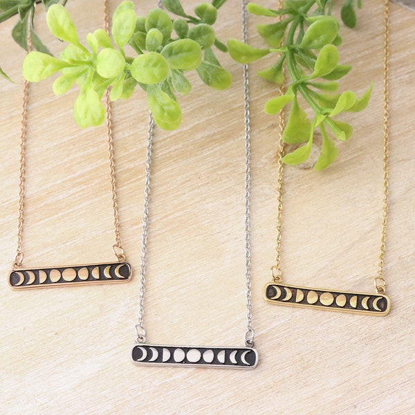 Moon Phases Bar Necklace - Moon Phase Necklace - Celestial Jewelry - Moon Necklace - Astrology Jewelry - Lunar Phases Jewelry -