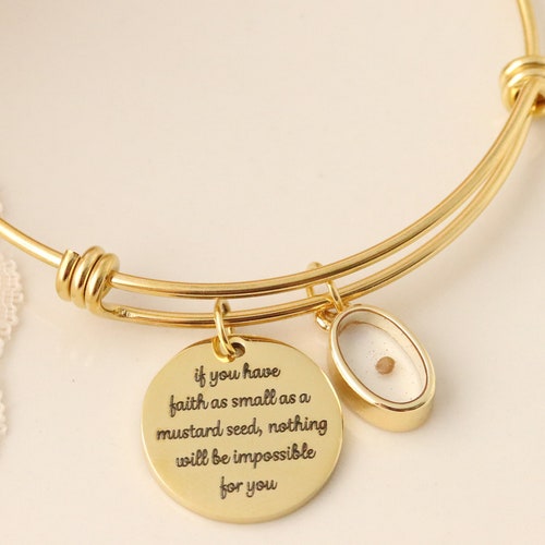Mustard Seed Bracelet Inspirational Christian Gift Matthew Etsy