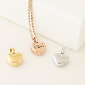 Engraved Heart Urn Necklace - Rose Gold Heart Urn Necklace - Tiny Heart Urn Necklace - Cremation Urn Jewelry - Personalized Urn Necklace