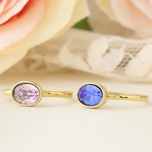 Oval Birthstone Ring / Oval Stacking Ring / Mothers Ring Set / Birthstone Stacking Rings / Birthstone Ring for Mom / Stackable Oval Ring