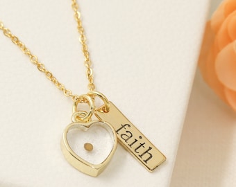 Mustard Seed Necklace - Faith Necklace - Inspirational Christian Gift - Faith as small as a mustard seed - Matthew 17:20 Jewelry
