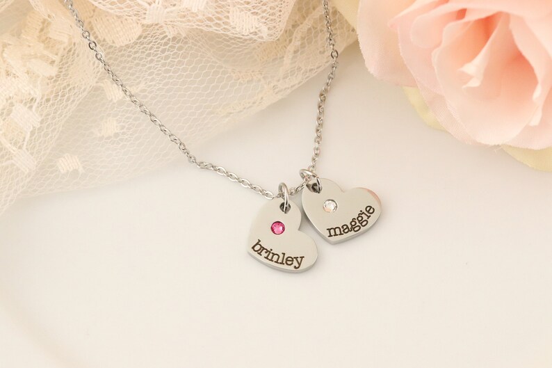 Heart Birthstone Charm Bracelet / Birthstone Charm Necklace / Etsy