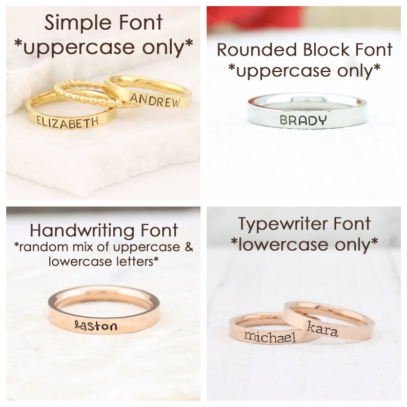 Stackable Ring Personalized Ring Mothers Rings Hand Stamped Ring Personalized rings Stacking Ring Name Ring Engraved Rings image 4