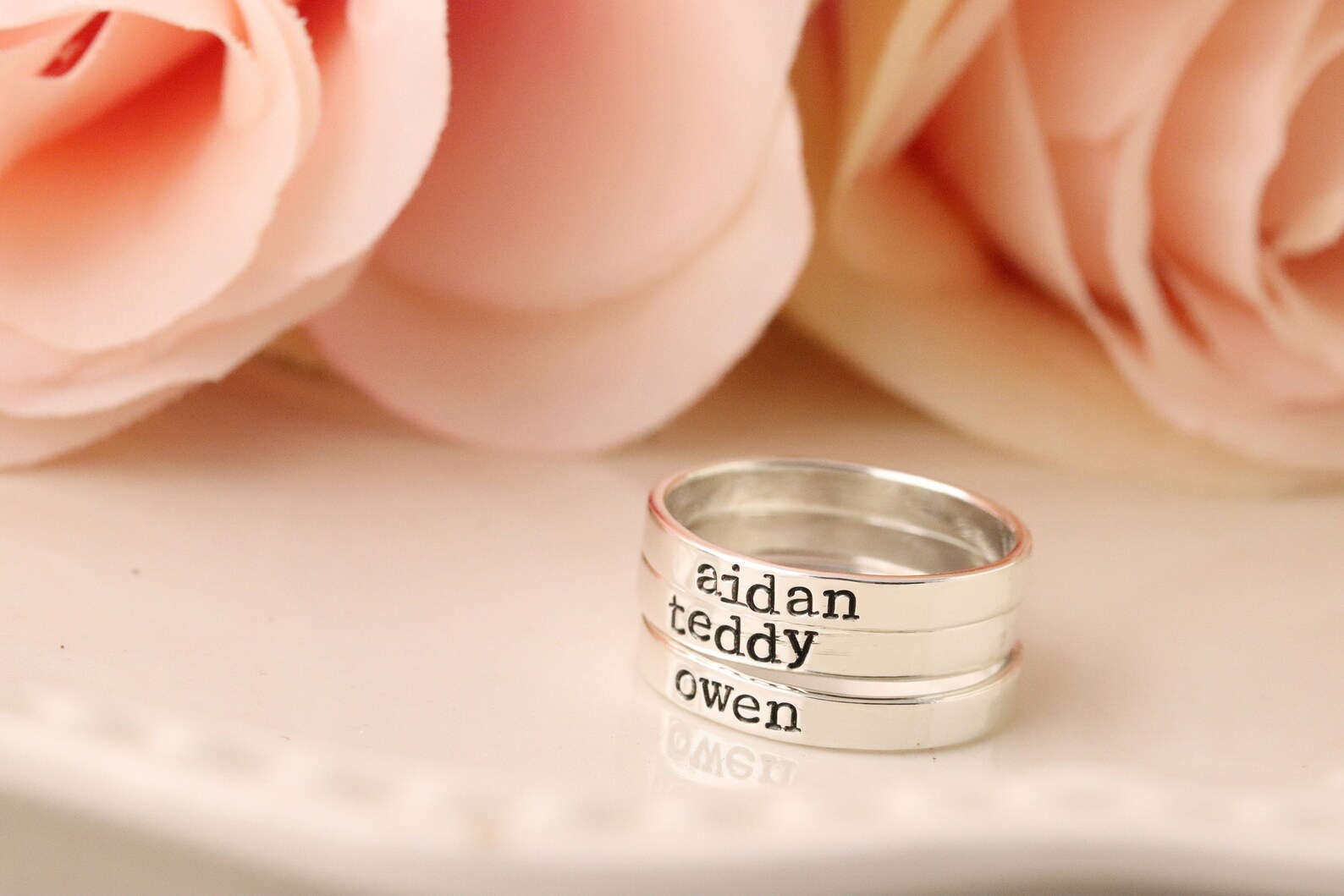 Sterling Silver Personalized Rings - Personalized Name Ring - Stacking ...
