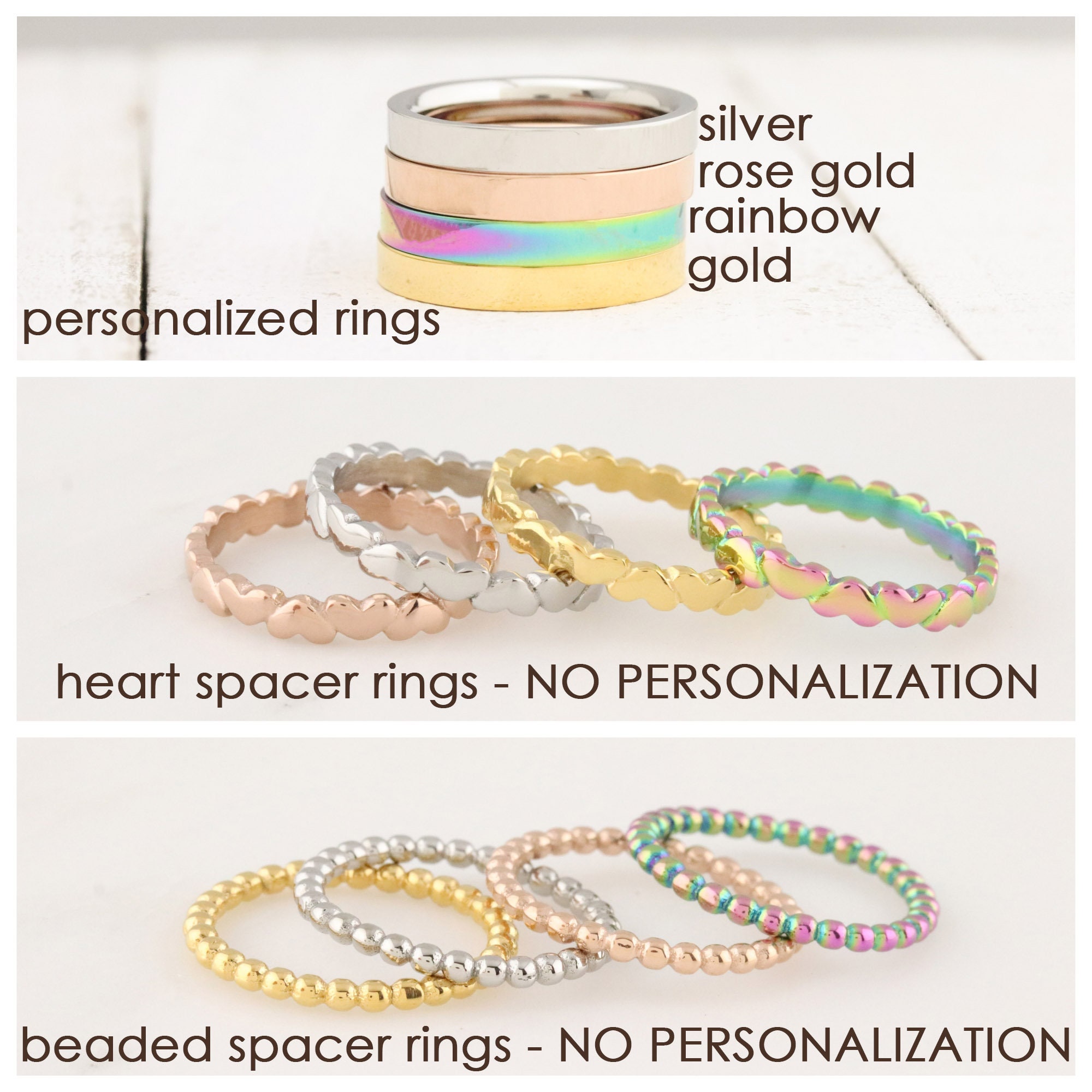 Gold Stackable Ring - Personalized Ring - Mothers Rings - Hand Stamped ...