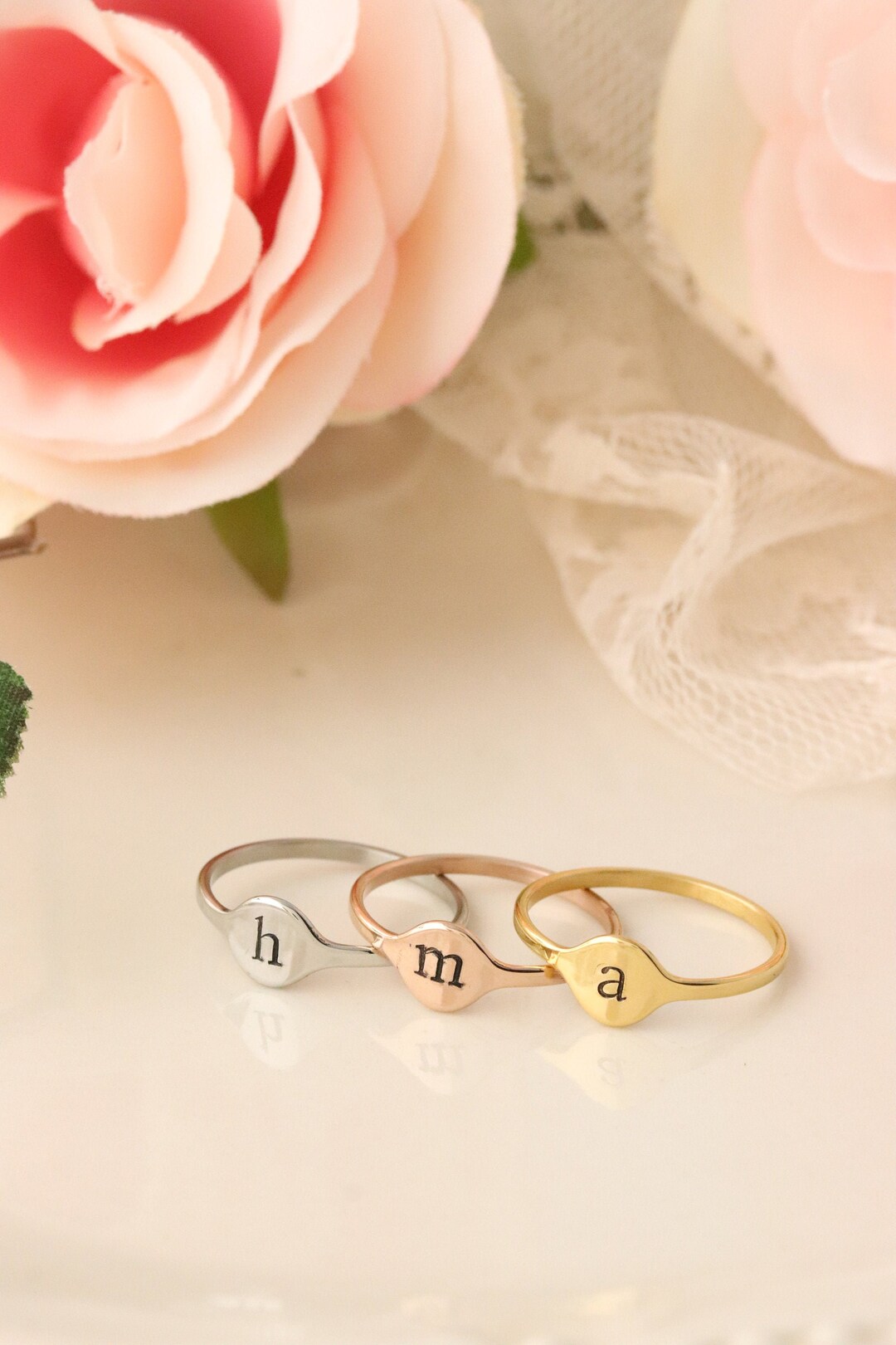 Initial Ring Letter Ring Stackable Ring Personalized Ring Mothers Rings
