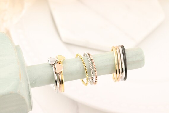 Stackable Spacer Rings / Braided Wire Ring / Thin Band Ring / Heart Ring / Stacking Ring / Name Ring / Engraved Rings