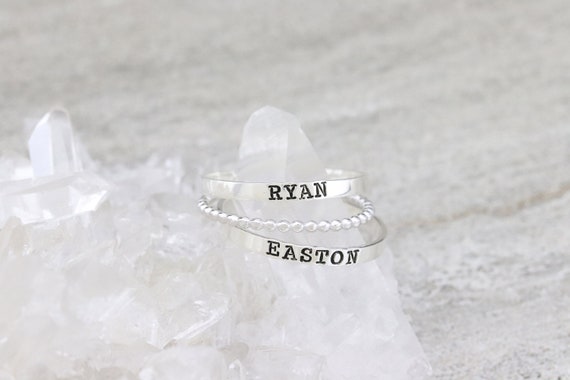 Sterling Silver Stacking Ring Personalized Ring Mothers Rings Hand