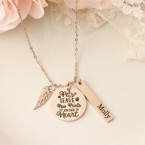 Rose Gold Pet Memorial Necklace - Pet Urn Necklace - Pets Leave Pawprints on Our Hearts - Dog Urn Necklace - Dog Memorial Necklace - image 2