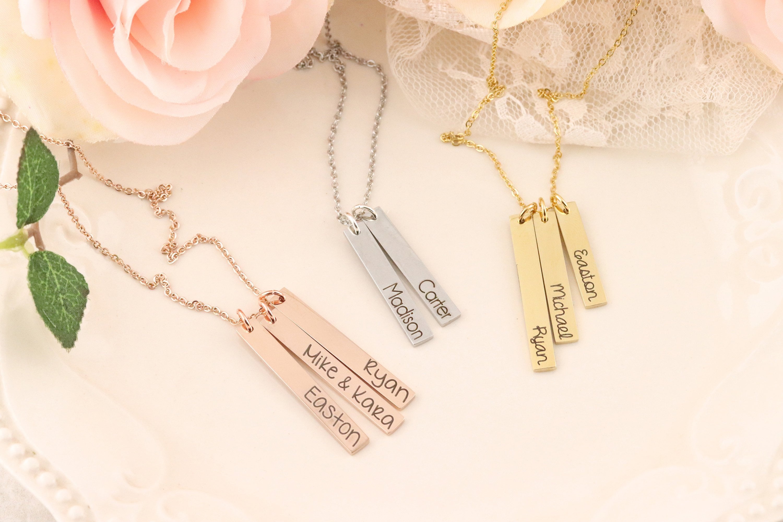 Personalized Bar Necklace Name Bar Necklace Mommy Jewelry