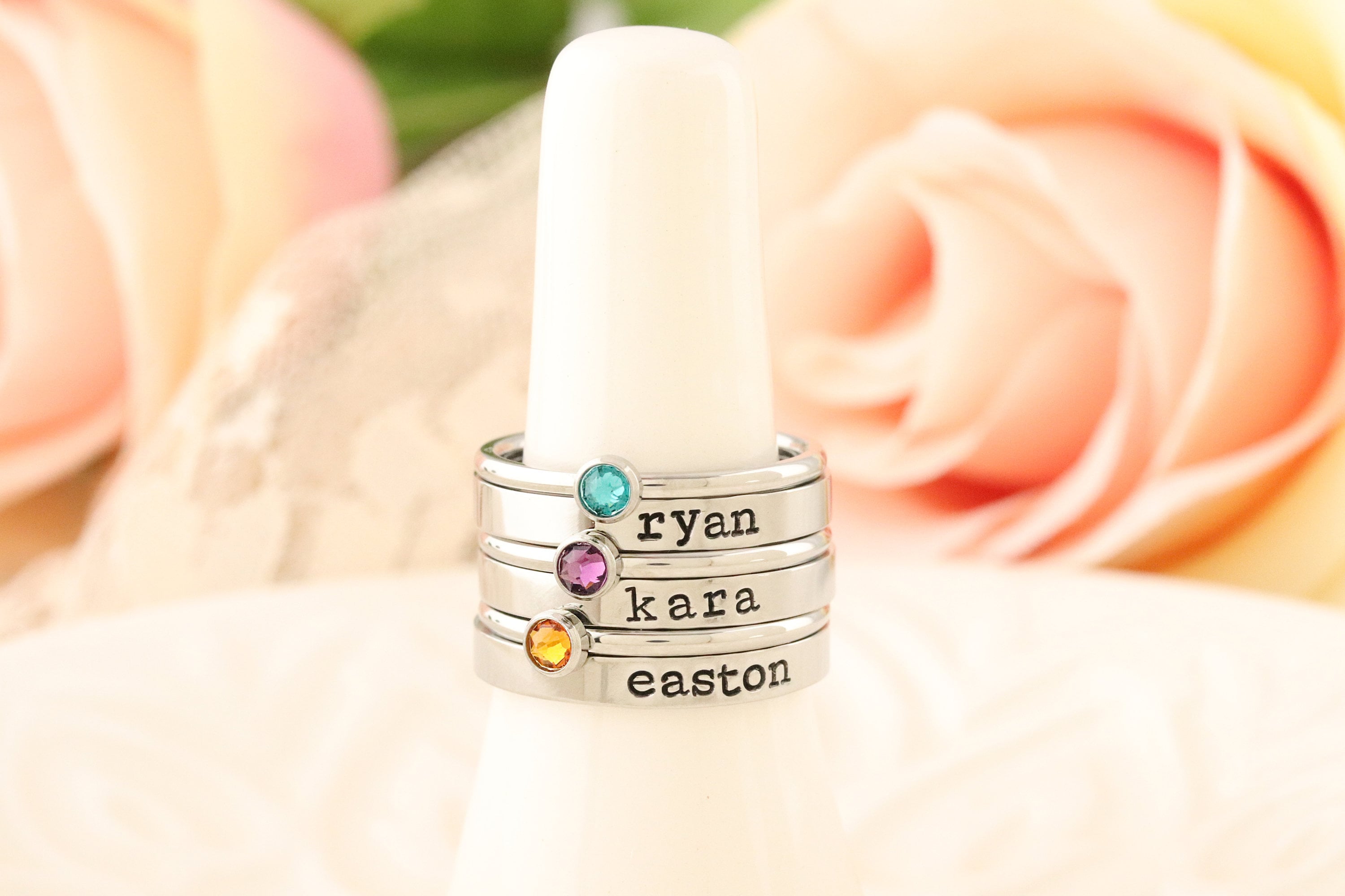 Name Ring, Mothers ring, Custom Name Ring, Personalized Name Ring, Stacking  Ring, Stacking Name Rings, Mothers Day Gift, 3mm Wide