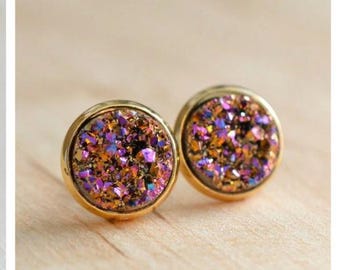 Druzy Stud Earrings - Druzy Earrings - Druzy Post Earrings - Bridesmaid Earrings - Bridesmaid Jewelry - Sparkling Earrings