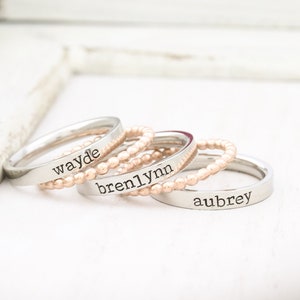 Stackable Ring Personalized Ring Mothers Rings Hand Stamped Ring Personalized rings Stacking Ring Name Ring Engraved Rings image 9