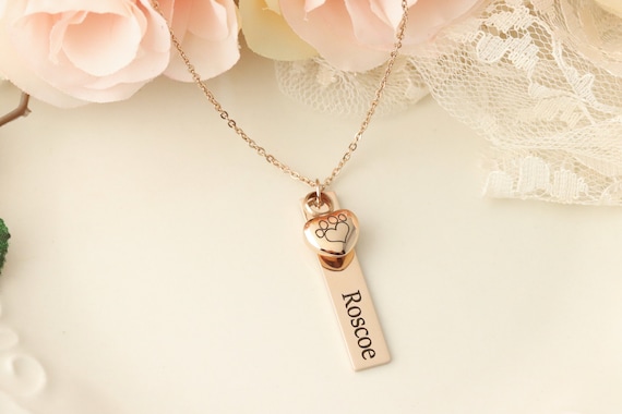 rose gold dog paw necklace