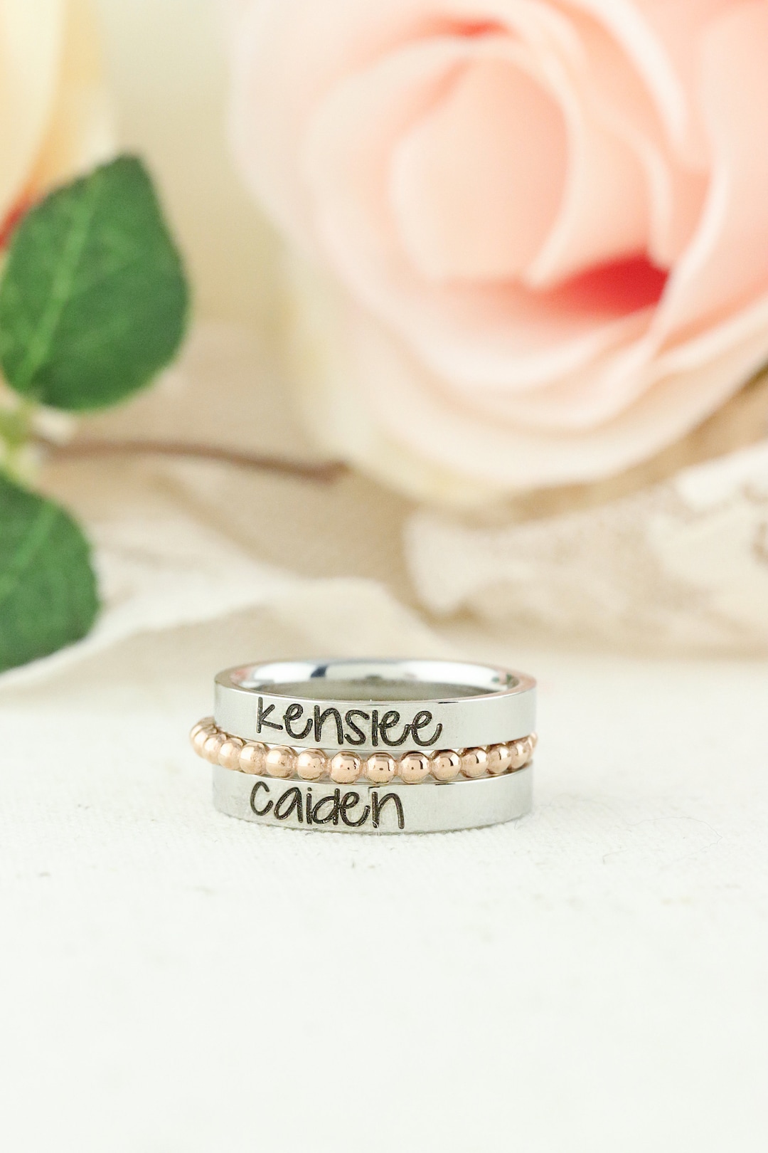 Stackable Rings Engraved Engraved Stackable Ring - Personalized Ring - Mothers Rings - Ring With ...