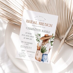 Eco Bridal Brunch Invitation 5x7 Editable and Printable Template Bridal Shower, Earthy bride, Friend bridal shower, Boho Bride image 1