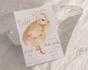 Baby Chick - Baby Shower Invitation 5x7 Template - Editable and Printable - Gender Neutral Baby Shower Invite